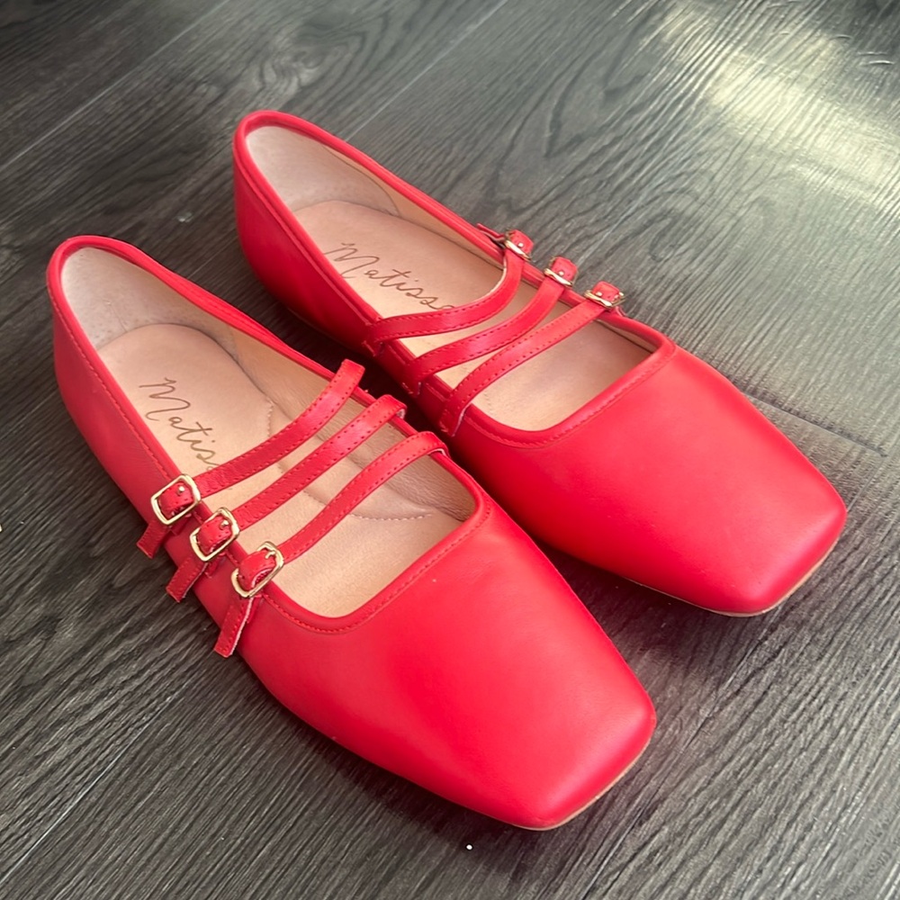 Red Ballet Flats with Arch Support